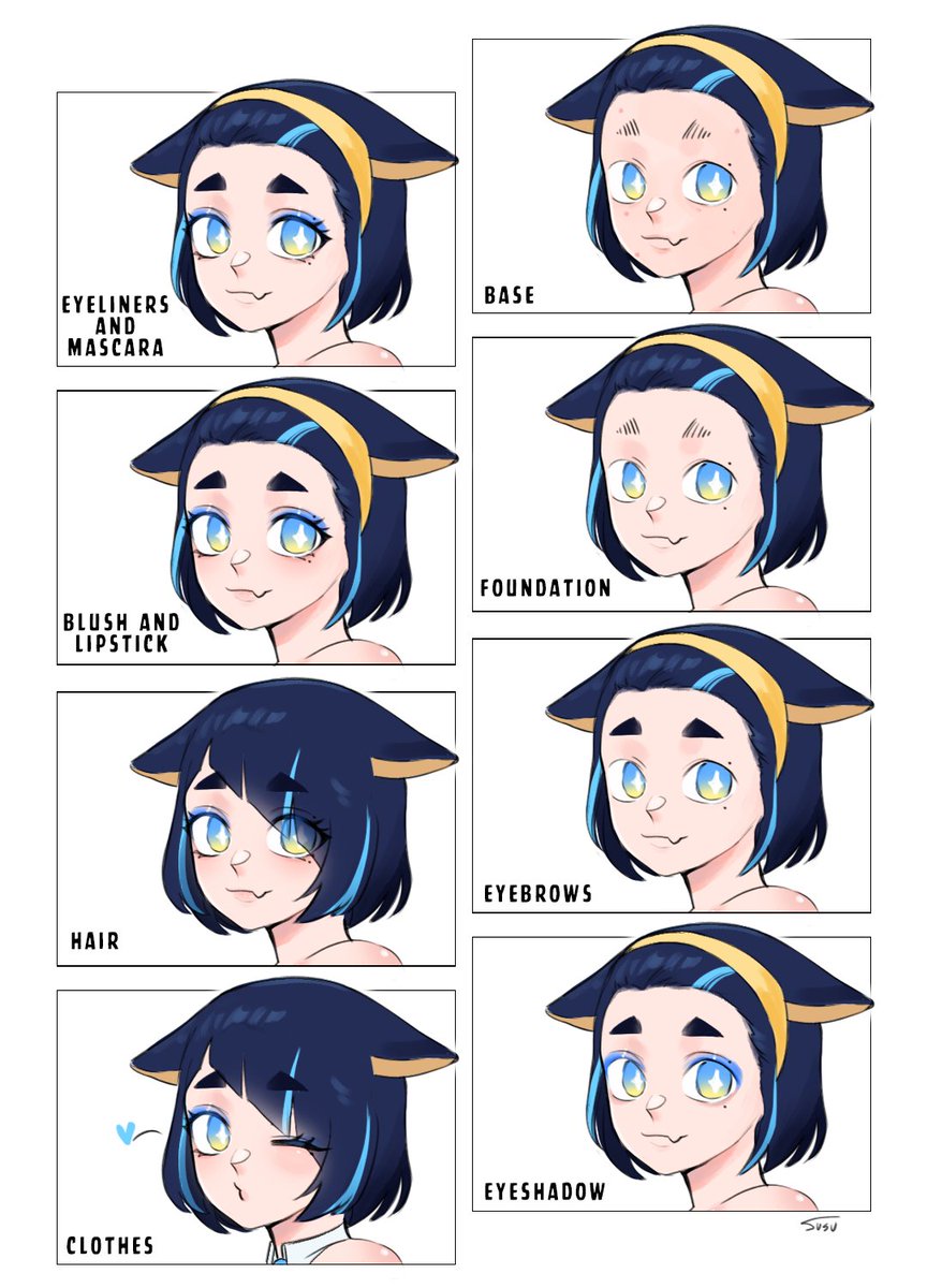 AwooSusu's tweet image. Makeup routine 💙🩵