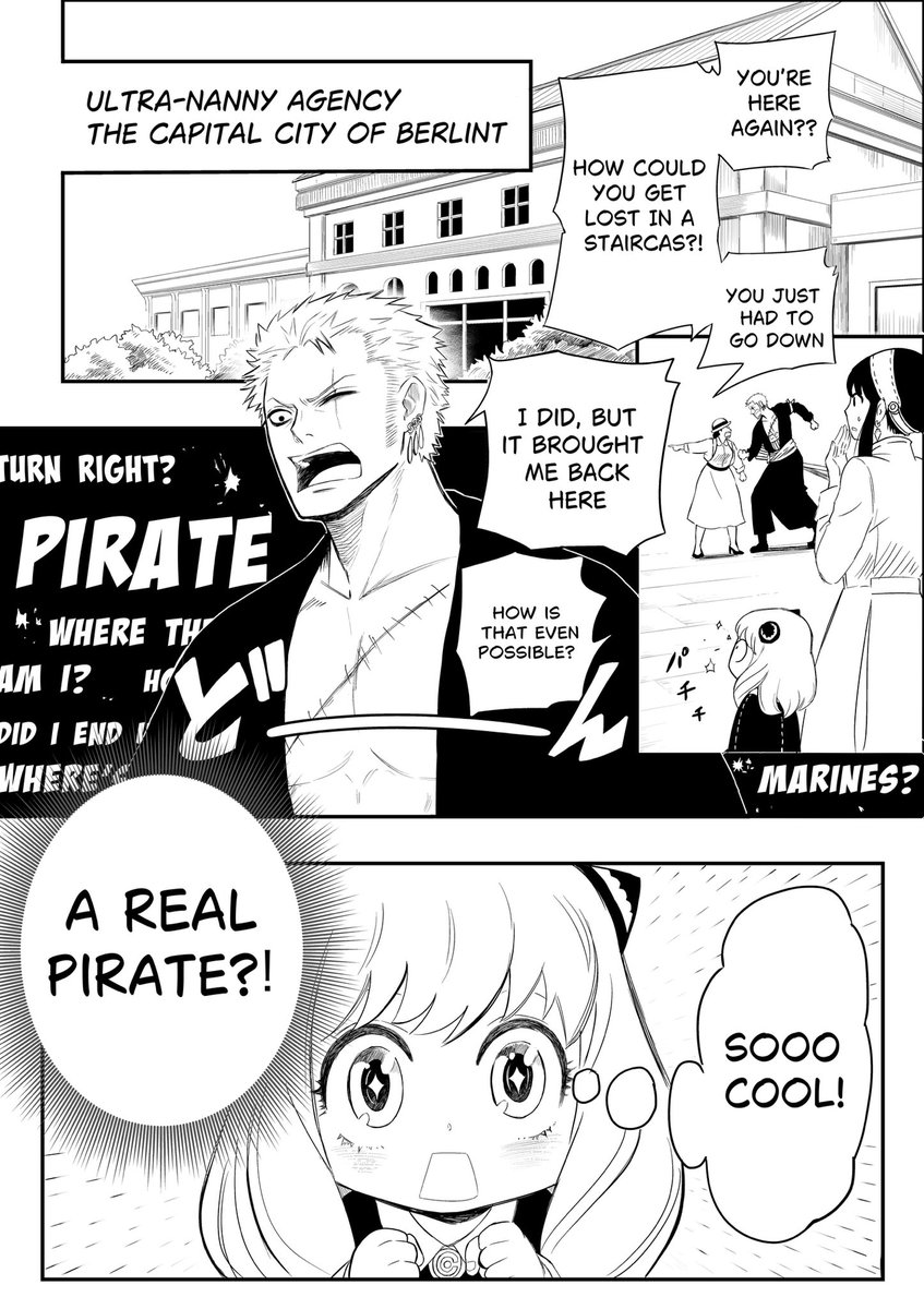 sohasorouri's tweet photo. Zoro got TOO lost
Part 1
(This was just a fun excuse-project I picked to study @_tatsuyaendo_ sensei’s art style, and words fail to express how much I learned drawing this single page (￣▽￣)✨)
#spyxfamilly #SPY_FAMILY #AnyaForger #アーニャ #Zoro #ONEPIECE https://t.co/BL5Olb1p1U