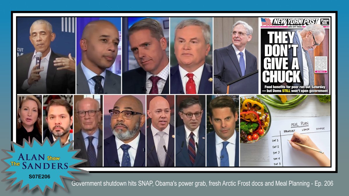 AlanJSanders's tweet photo. As the 2025 government shutdown stretches into its fourth week, 42 million Americans face a SNAP benefits cliff—November food stamps at risk of vanishing without warning, slamming families, retailers, and local economies hardest. In this jam-packed Episode 206, we also look Barack Obama's lingering power grab over media and speech. Sen. Chuck Grassley just dropped 197 fresh Arctic Frost documents, revealing Jack Smith's Biden-era FBI probe weaponized against more than 150 Republicans—subpoenas targeting the entire GOP apparatus in what critics call "worse than Watergate." Then, after detailing all of the fraud, waste and abuse in SNAP, I provide some practical tips for meal planning, hacks to stretch your dollars during the crisis. Don't miss the truth and the advice you need!

https://t.co/0uWTPyswfy