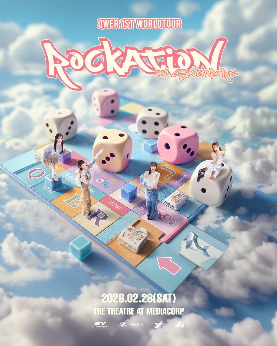 YJPARTNERS's tweet image. Singapore Bawiges, are you ready to meet CHODAN, MAGENTA, HINA and SIYEON? 🥁🎸🎤💥

Stay tuned for ticketing details! 🎟️✨

QWER 1ST WORLD TOUR &amp;lt;ROCKATION&amp;gt; in SINGAPORE

📅 Date: 28 February 2026 (Sat)
📍 Venue: The Theatre at Mediacorp

#QWER
#ROCKATION #ROCKATIONinSINGAPORE…