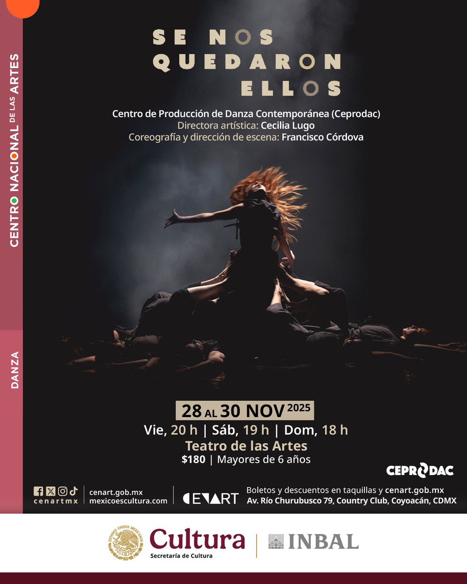 El <a href="/CEPRODAC/">CEPRODAC</a> vuelve al Cenart con Se nos quedaron ellos, un proceso escénico dirigido por Francisco Córdova que explora la esencia de la vida a través de sus vacios y plenitudes.

⚫️ Boletos aquí: cenart.comprarboletos.com/artes-escenica…