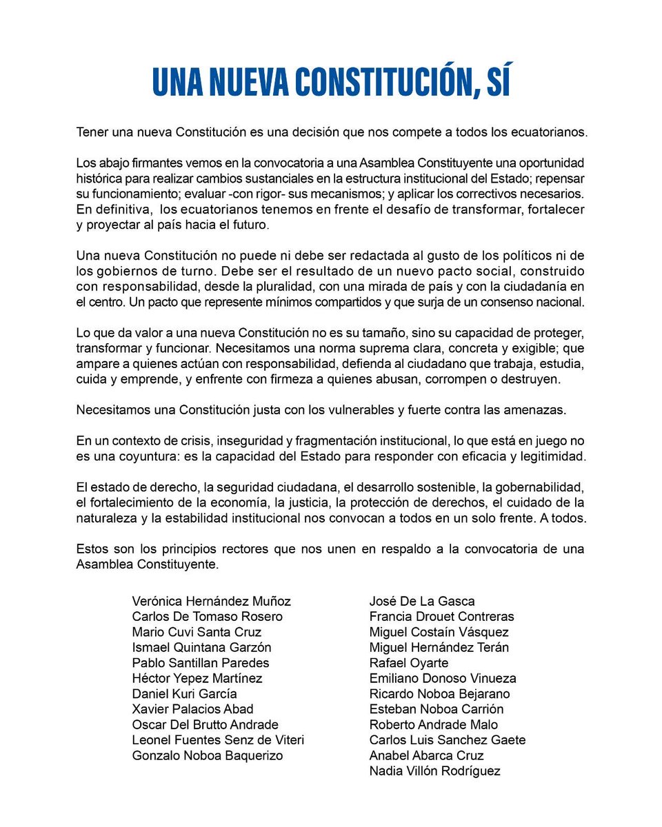 #ATENCION | Juristas emiten un comunicado apoyando el “Sí” a la Asamblea Constituyente, y a una nueva Constitución. En un comunicado difundido en redes sociales, reconocidos jurisconsultos emiten su fundamento de la necesidad de una nueva constitución a base de un pacto social.