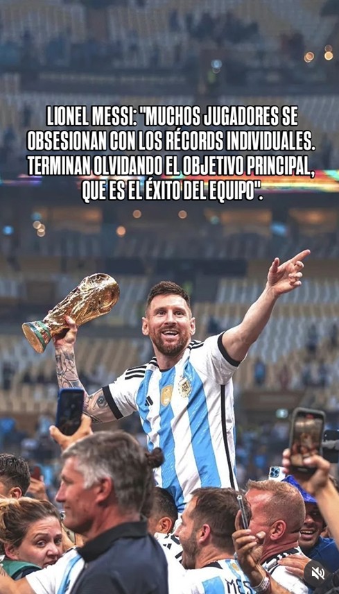 “Muchos jugadores se obsesionan con los récords individuales y terminan olvidando el objetivo principal, que es el éxito del equipo; para batir récords, el equipo primero debe ganar.” — Lionel Messi, entrevista con NBC News (octubre 2025)

En su reciente conversación con NBC News