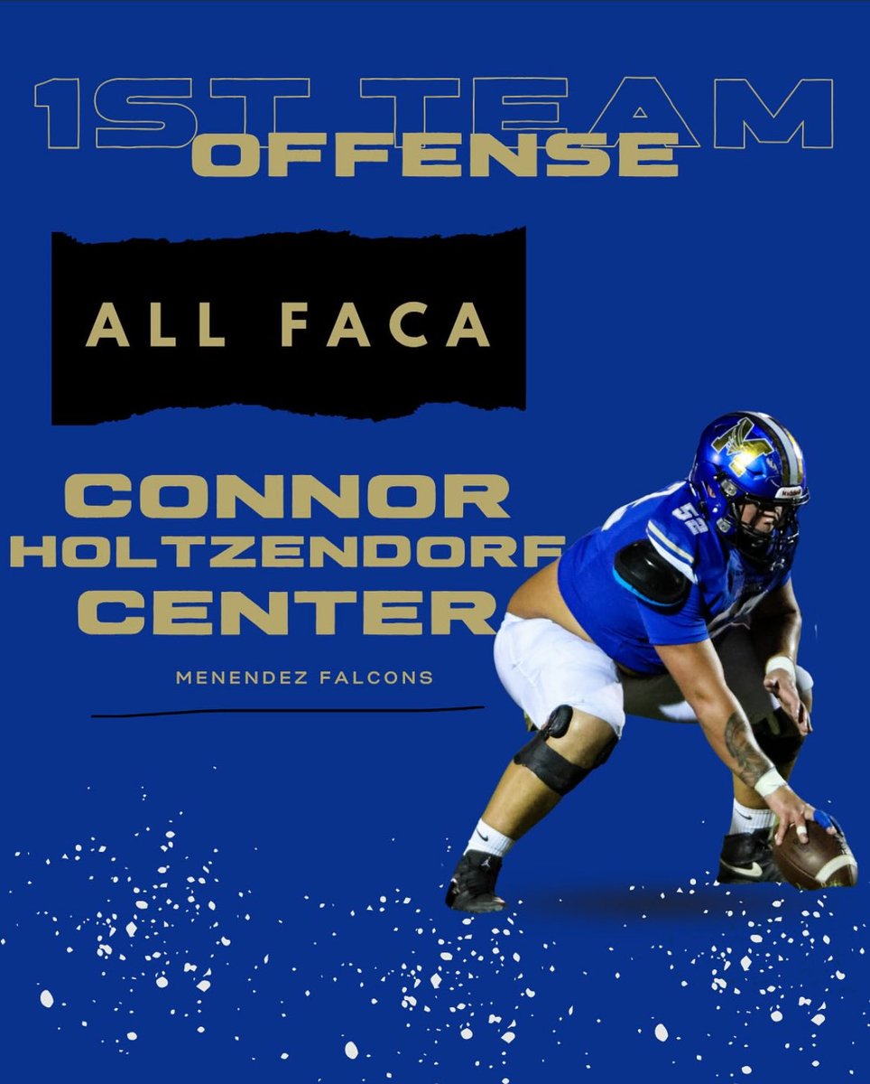 ConnorHolt52's tweet photo. Beyond blessed to be named first team offense. 
@_Coach_Rivers @MenendezFootba1 https://t.co/Mwj4B4MNmX
