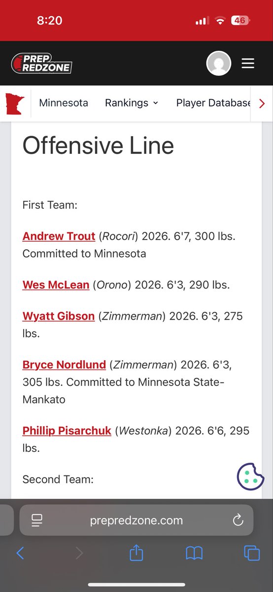 Thank you <a href="/PrepRedzoneMN/">Prep Redzone Minnesota</a> for naming me as a first team all-4aaaa offensive lineman.
<a href="/OronoCoach_Joe/">Joe McPherson</a> <a href="/OJW_Scouting/">PrepRedzone Oliver</a> <a href="/NWahlScouting/">Nate Wahl</a> <a href="/MNFBSpotlight/">MNFootballSpotlight</a>