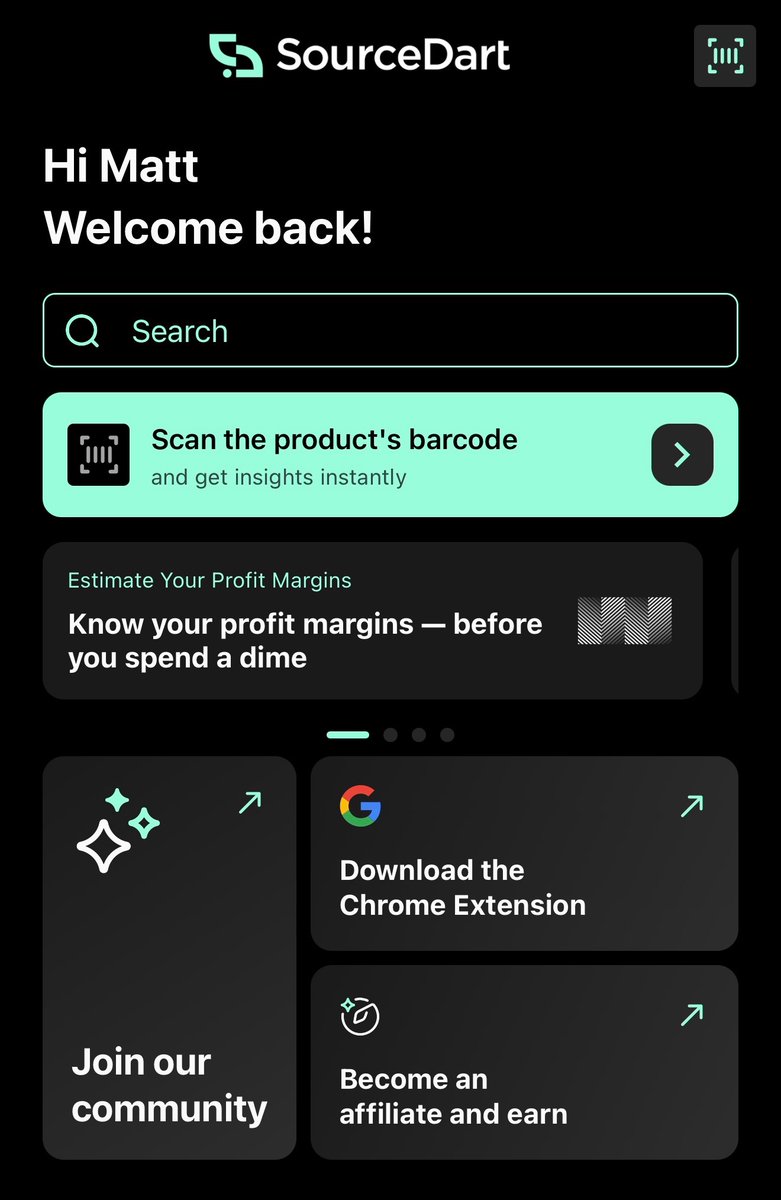 The initial concept of the SourceDart RA App

vs... (Ignore the handwriting)

The released version on the Apple &amp; Android store

Pair it with the Extension for OA/Wholesale &amp; you got your self a full blown Walmart lead finding machine 🎯