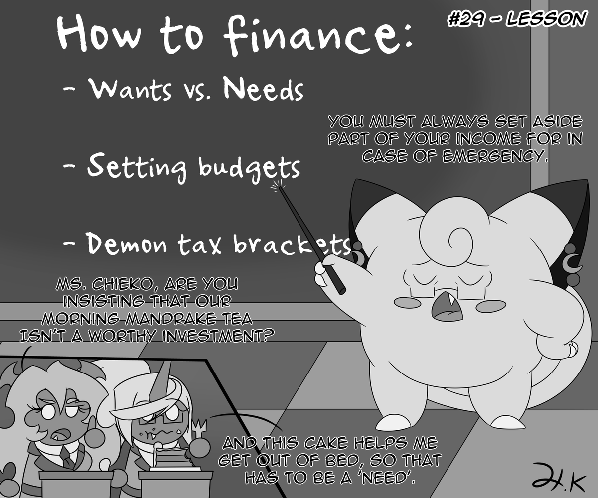 HKibago's tweet photo. Chieko (who's essentially the Demon Sisters' financial advisor in this universe) offers a few nuggets of wisdom.

#Inktober #Pokemon #Inktober2025 https://t.co/xrYrVM0P8e