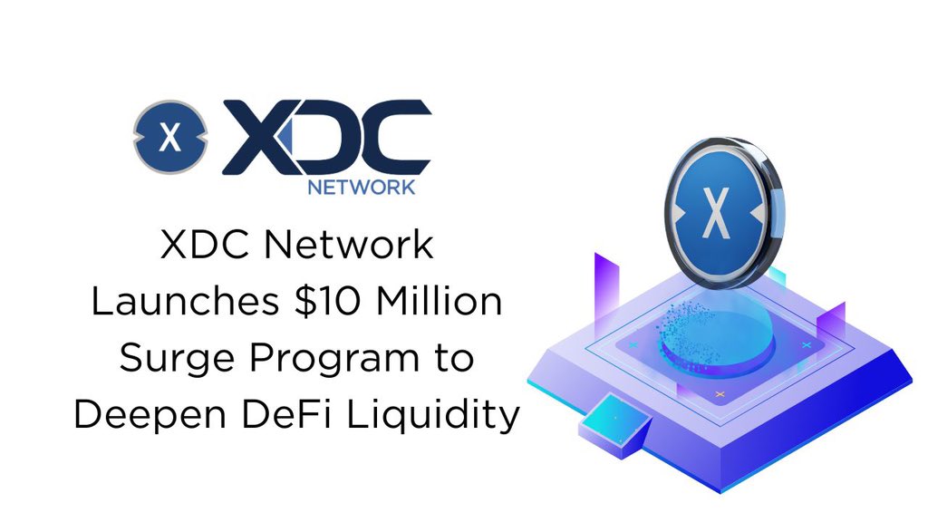 xdc_sean's tweet photo. XDC Network Launches $10 Million Surge Program - Epoch 001

@XDCNetwork is taking DeFi to the next level with the launch of Epoch 001 of the XDC Surge Program, with $1.25 million in WXDC allocated to boost liquidity across major DeFi platforms https://t.co/tmTHKxZdNV