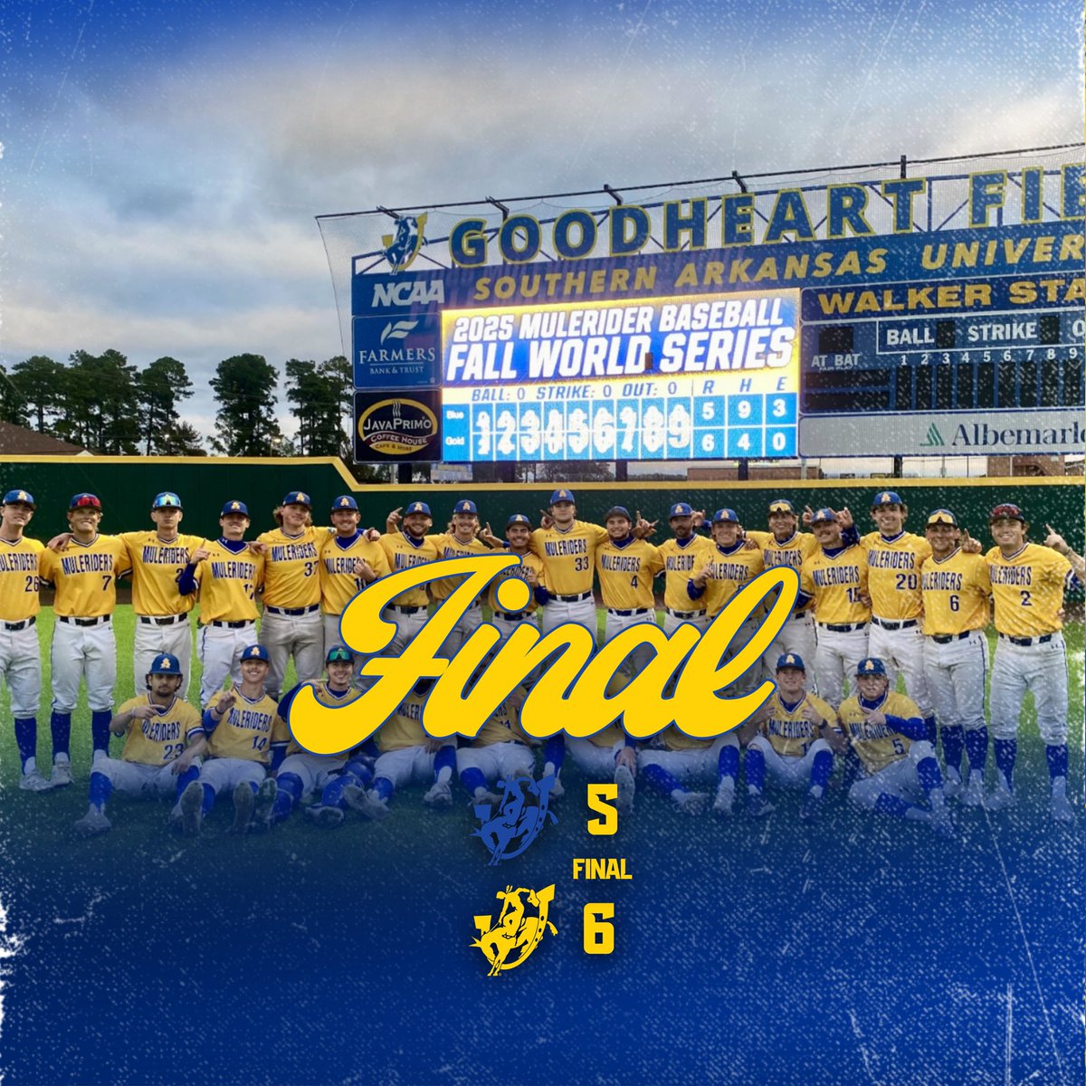 SAUBaseball's tweet photo. In a thrilling game 4 victory the Gold team takes home the Fall World Series championship ‼️ #GoBigBlue https://t.co/7HyI7vtOG8
