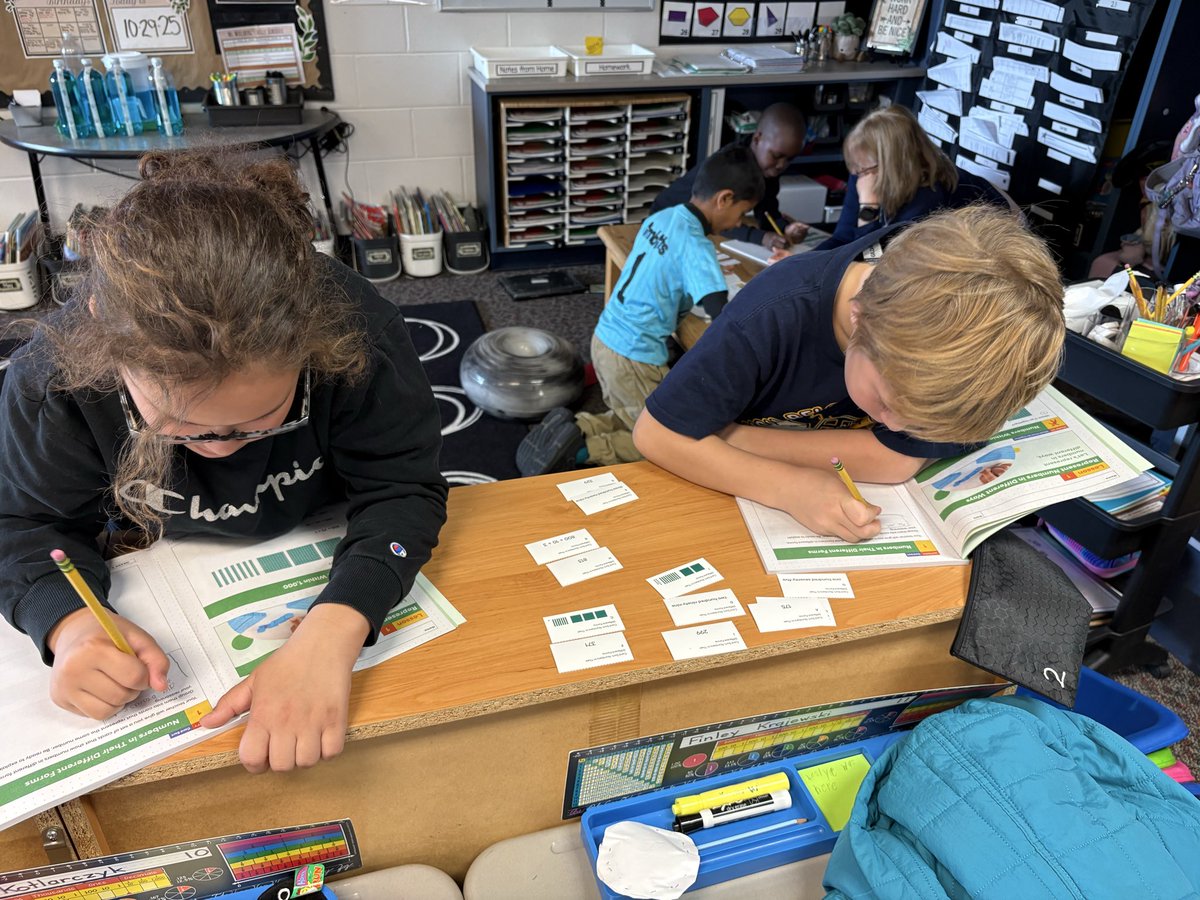PVWollberg's tweet image. Learning how we can represent numbers in different ways. Our mathematician brains were hard at work today! #pvlearns #mathisfun #partnerwork