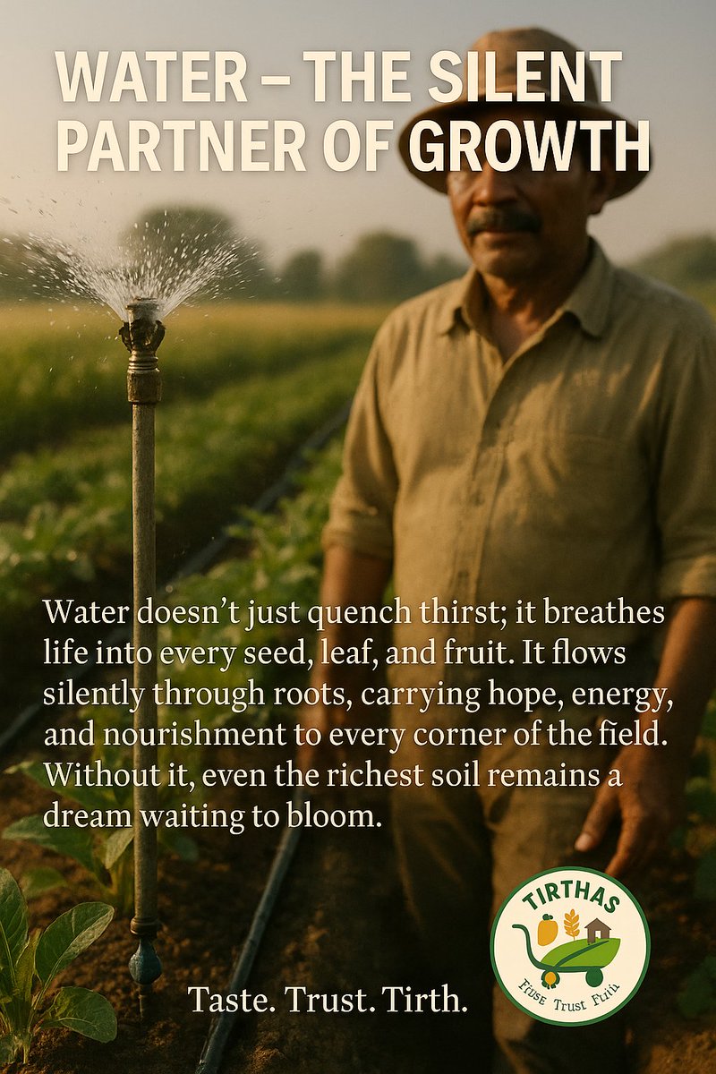 tirthaagro's tweet photo. 🌾 Water – The Silent Partner of Growth 💧
#Tirthas #FarmMotivation #WaterIsLife #AgroWisdom #SustainableFarming #FarmersOfIndia #SoilToSoul #FarmToHome #TasteTrustTirth #TirthasFarmStore #OrganicIndia #AgroMotivation #IndianAgriculture #FoodRevolution #GreenIndia #WaterConserve https://t.co/G4BaiCJY0c