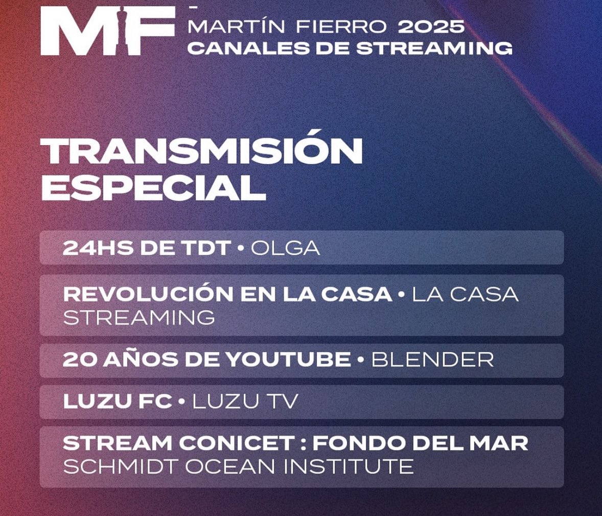 ⭐️LA MEJOR NOMINACIÓN

EL STREAM DEL CONICET EN EL CAÑÓN SUBMARINO MAR DEL PLATA ESTÁ NOMINADO A LOS MARTÍN FIERRTO DEL STREAM