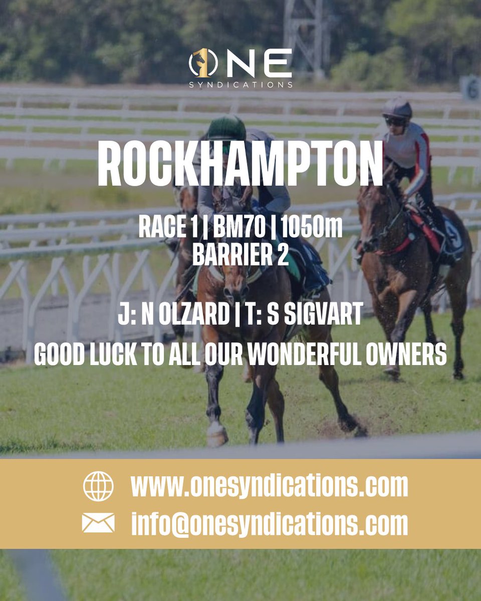 OneSyndications's tweet photo. 🇦🇺 ONE SYNDICATIONS RUNNER ALERT

We’re back on the home deck at @ParkCallaghan cheering FORTY!

R1 | BM70 | 1050m
J: N Olzard T: S Sigvart

🍻 Good Luck to all our wonderful owners! https://t.co/RhTCbEvyMP