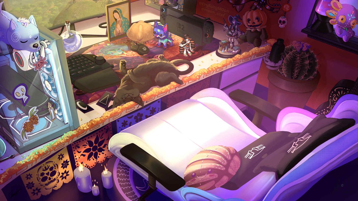 Finally!!!! I finished my entry for the @balamrushmx  ft <a href="/ney/">stephen</a>.n3y contest!!!!
Amo dibujar set gamers y en verdad que amé hacer este con temática de día de muertos!
#terrorbalamrush #diademuertos #splatoon #catrina #papelpicado #xolodog #mexico #velas #halloween #setgamer #gamer
