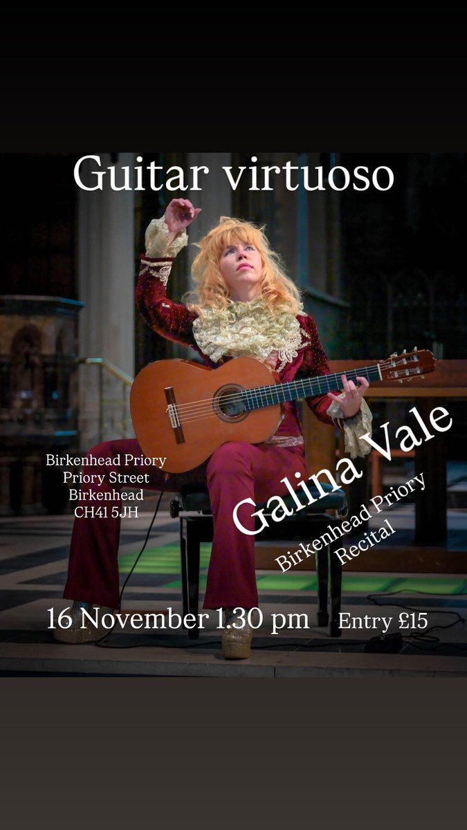 GalinaVale's tweet image. My next concert will take place in Wirral “Birkenhead Priory “ on 16 th of November - This venue is very special for me because my very first United Kingdom public recital happened to take place in the Priory ( 11 November 1995 International Guitar Festival of Great Britain)