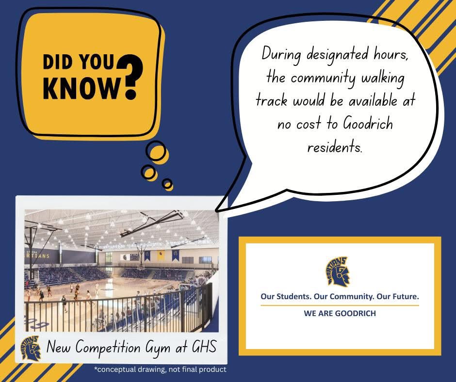 𝐆𝐨𝐨𝐝𝐫𝐢𝐜𝐡 𝟐𝟎𝟐𝟓 𝐁𝐨𝐧𝐝: We’re excited to share the community memberships will be FREE for all Goodrich Area Schools residents. 🙌

This is an incredible opportunity to bring our community together, and offer this benefit to our Martian family ❤️💙💛 Go Vote!!