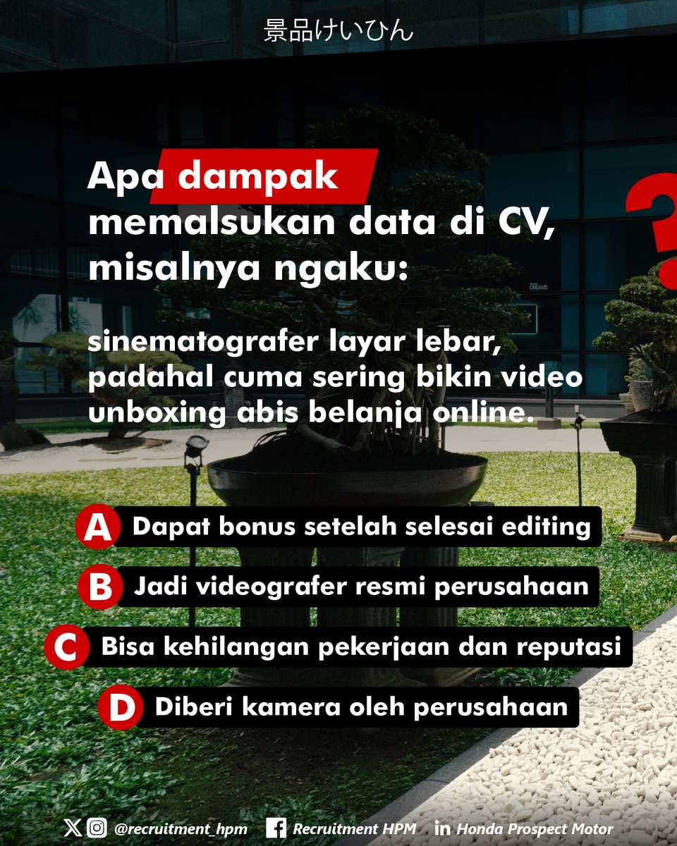 recruitment_hpm's tweet image. Halo #passionatedreamers! 👋

Boleh kreatif, tapi jangan ngadi-ngadi di CV yaa...
Jawab pertanyaan giveaway-nya di sini:
instagram.com/p/DQakiBZgbmh/…