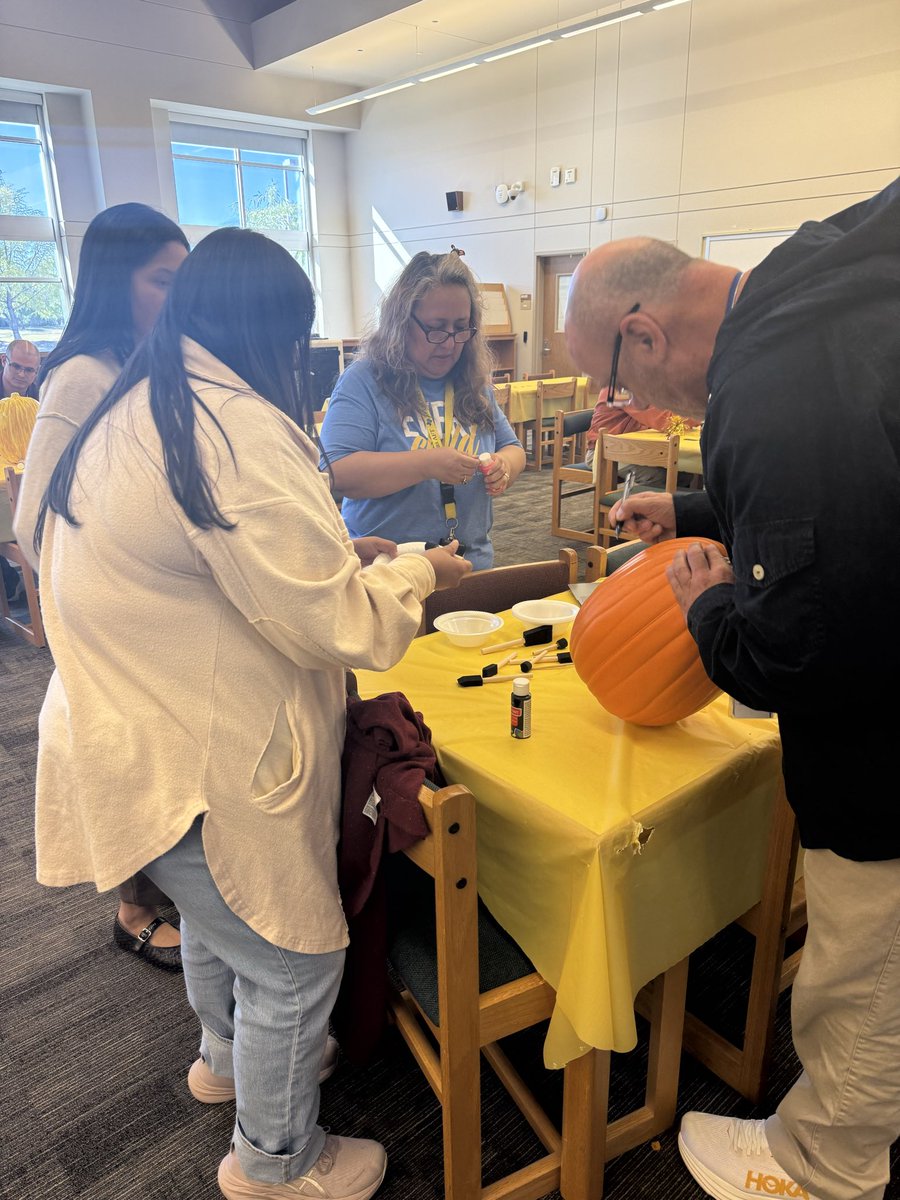 Pumpkin decorating in progress at Hollibrook! May the grade level with the greatest popularity be ever in your favor.