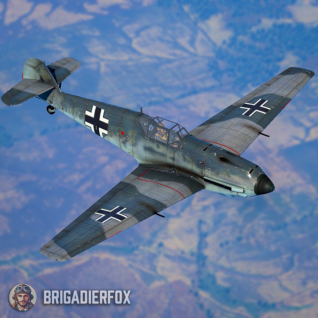 BrigadierFox's tweet photo. ✈️ 𝐁𝐟 𝟏𝟎𝟗 𝐓-𝟐 – 𝐆𝐞𝐫𝐦𝐚𝐧𝐲, 𝟏𝟗𝟒𝟏
Originally built for Germany’s planned aircraft carrier Graf Zeppelin, the Bf 109 T-2 featured longer wings for improved lift and short takeoff capability. Though the carrier was never completed, these fighters saw limited service from land bases.

📷 In-game captures from #WarThunder