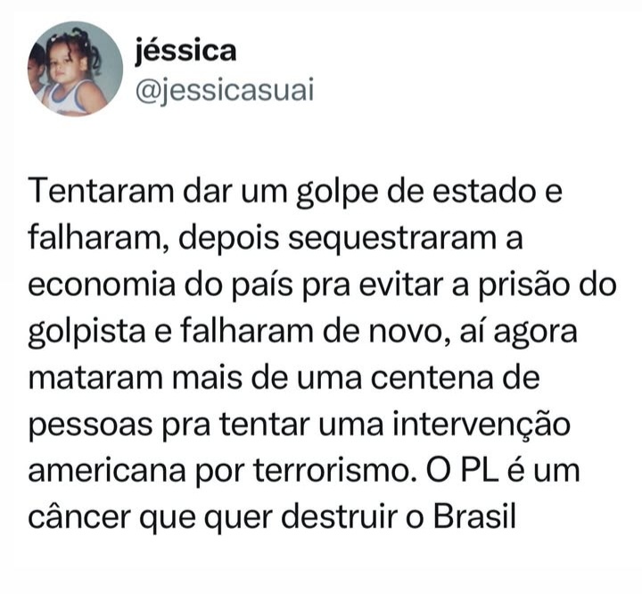 LigianePestana's tweet photo. F A T O !!
Ou o Brasil acaba como o PL ou o PL acaba com o Brasil. https://t.co/HinYVdIgEM