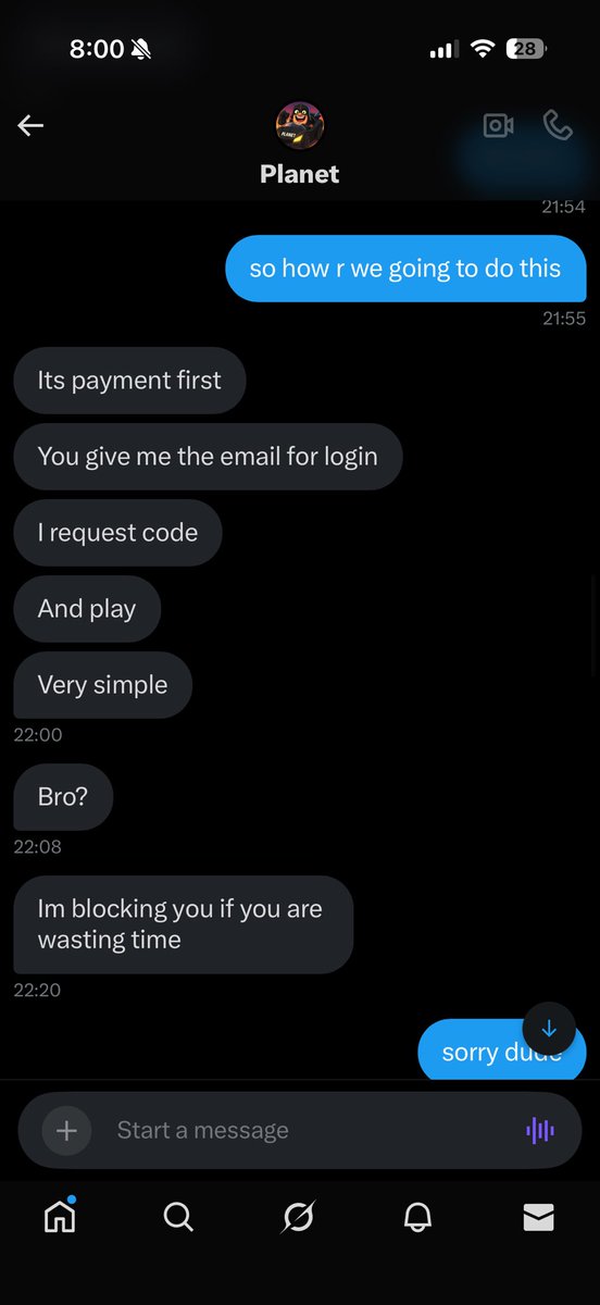 dragonw8686's tweet photo. @planetcr_bih Bro scammed me 50€ https://t.co/PfVFH5H6MC