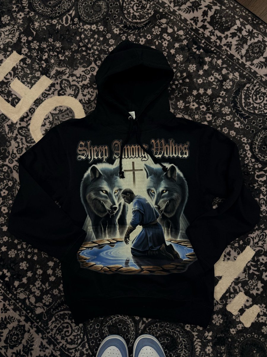 DrewNear2God's tweet photo. SHEEP AMONG WOLVES CLOTHING BRAND DM ME TO COP UP SHIRTS AND HOODIES FOR SALE . Matthew 10:16 “ I will send you out like sheep among wolves. Therefore be as shrewd as serpents and as innocent as doves. - be cautious and wise in the face of opposition https://t.co/beN8A54rS8