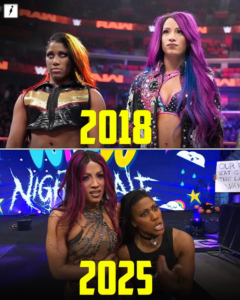sportsinfofeed's tweet photo. Back then they were Sasha Banks & Ember Moon. Now, Mercedes Monรฉ & Athena are back together - stronger, bolder, and ready to claim the tag team throne..
#SashaBank #mercedesmone #AEWDynamite #AEW #EmberMoon #athena #WWE #WWERaw #sportsinfowrestling https://t.co/5Oa5j1bHqe