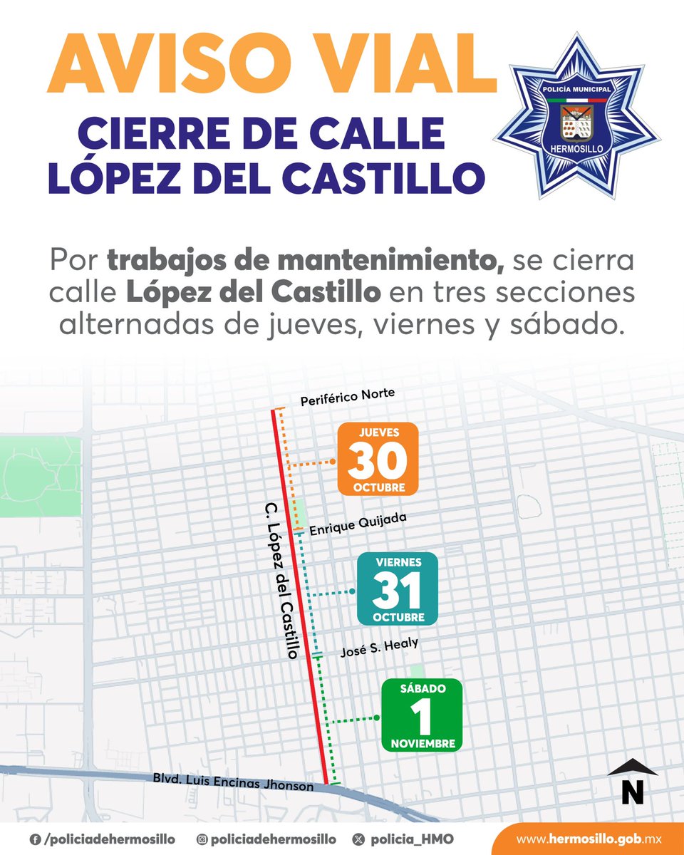 🚧AVISO VIAL🚧

Por trabajos de mantenimiento, se cerrará la calle López del Castillo de manera alternada en tres tramos; jueves 30, viernes 31 de octubre y sábado 1 de noviembre. Tome precauciones.
