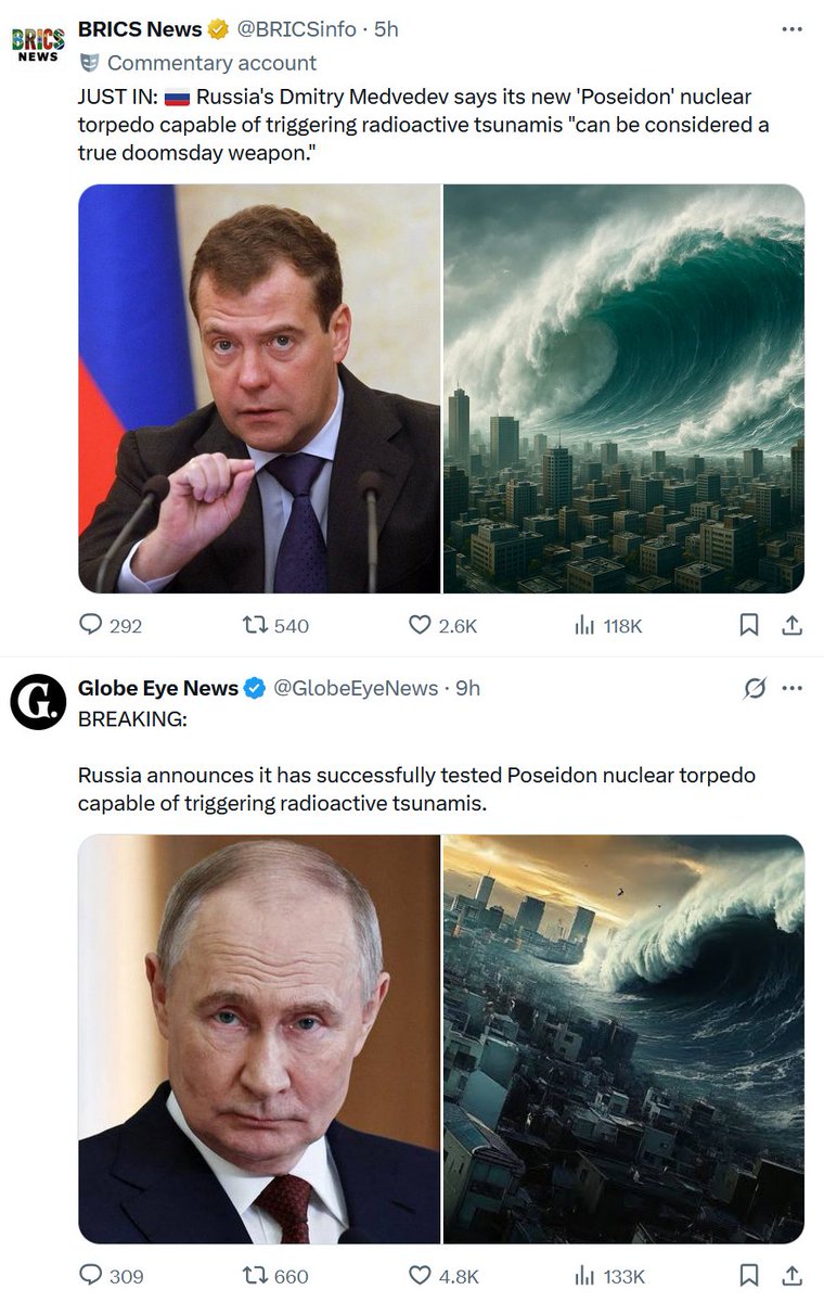 Virtually identical nuclear threat propaganda in my feed today.
