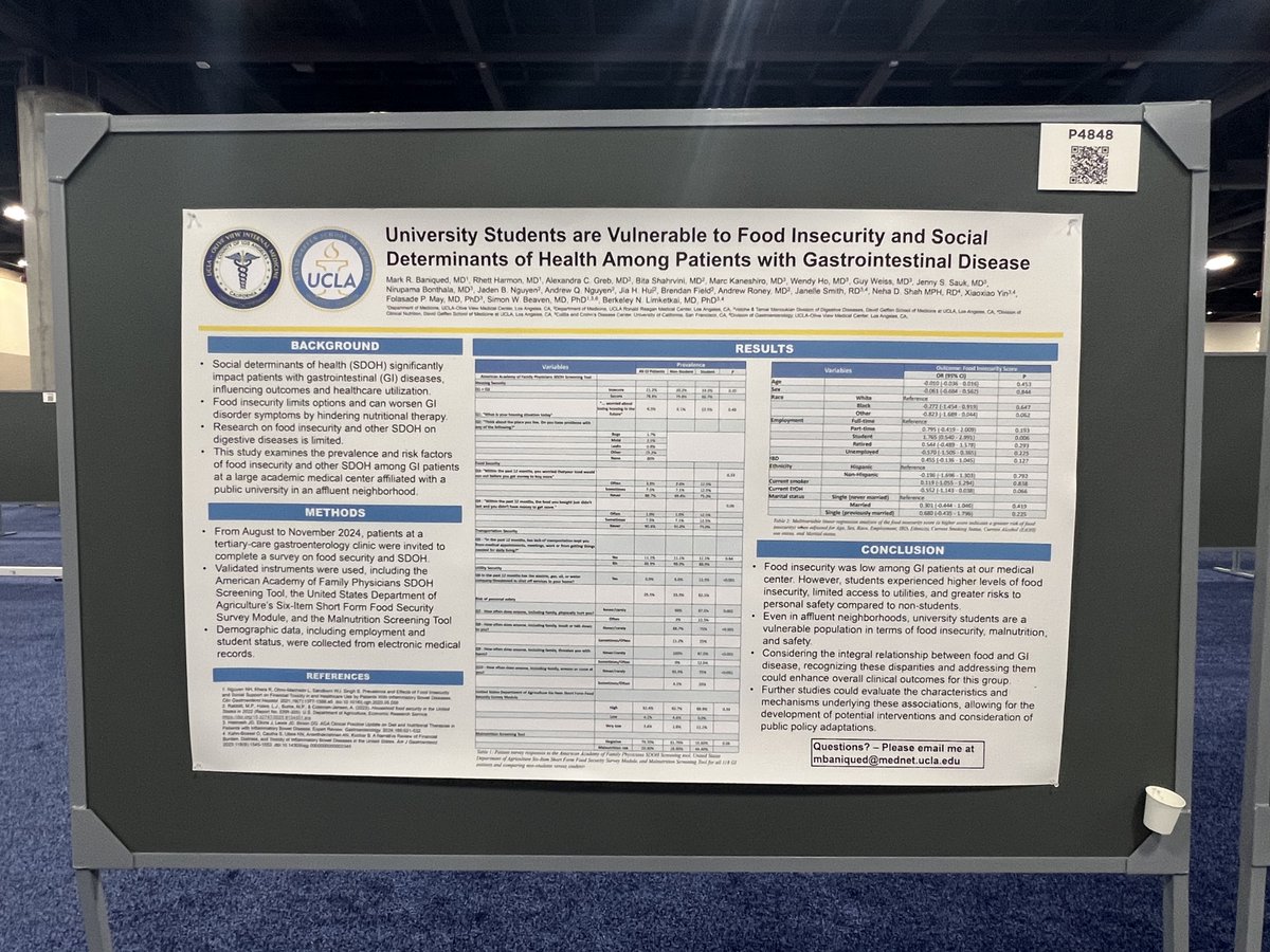 Markets_MD's tweet photo. My posters for ACG2025! Thank you to my colleague, Dr. Rhett Harmon, for presenting our work in my absence from this year's conference. Hoping to make it out to Nashville next year! 

@AmCollegeGastro @UCLAGIHep #ACG2025 https://t.co/0hF0uiJiIE