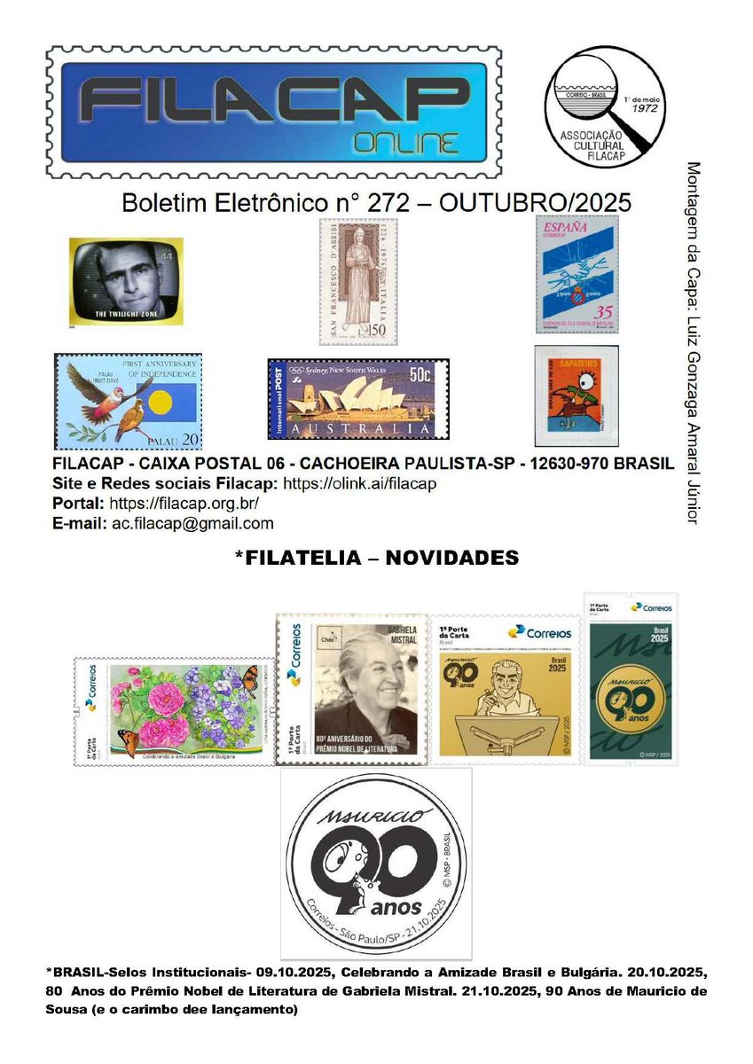 Boletín FILACAP On Line 272 en el que se publica información relacionada con el coleccionismo de estampillas, monedas y billetes. bit.ly/3LaFUn7