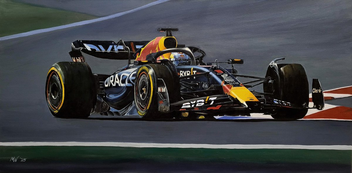 mattwart1's tweet photo. This is my painting of the Red Bull RB19, driven by Max Verstappen and Sergio Perez in the 2023 Formula 1 season.

Acrylic on canvas, 2' x 4'

#formula1 #racing #painting #acrylicpainting #f1 #art #formula1art #redbullracingf1 #maxverstappen https://t.co/SvaP9URxHQ