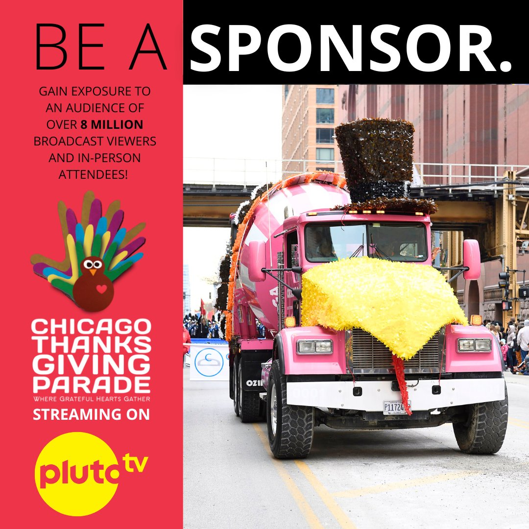Your brand deserves to roll down State Street in front of millions! 🚚✨
Gain on-street, on-screen, and online exposure when you sponsor the Chicago Thanksgiving Parade, airing live on Pluto TV.
🔗 hubs.li/Q03QlT250

#ChicagoThanksgivingParade