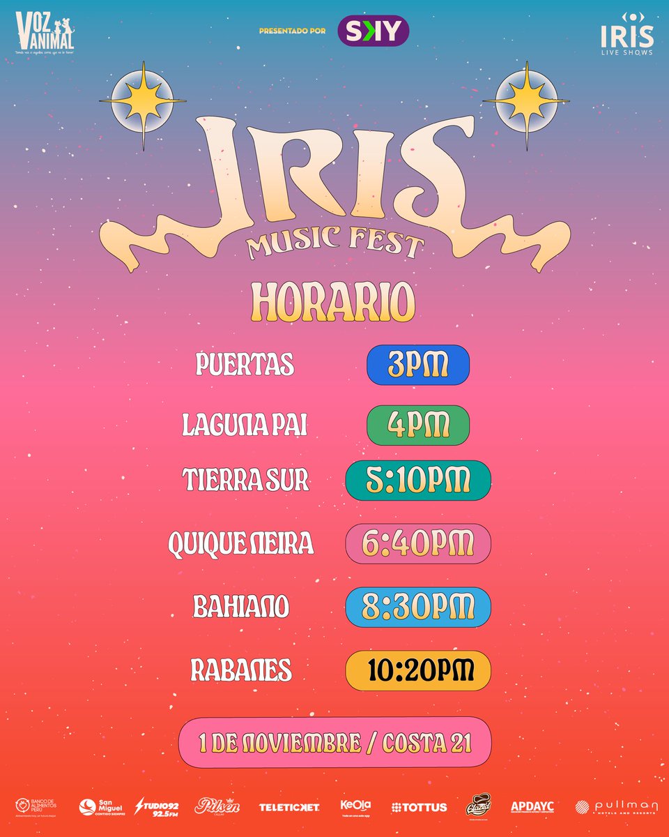 Horarios Iris Fest 🌻