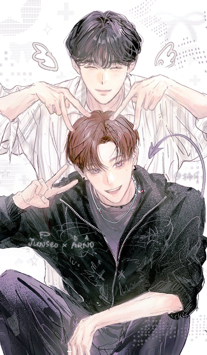 两个人在➕头上比出了玛卡巴卡...
#ARNO #김준서 #아르노