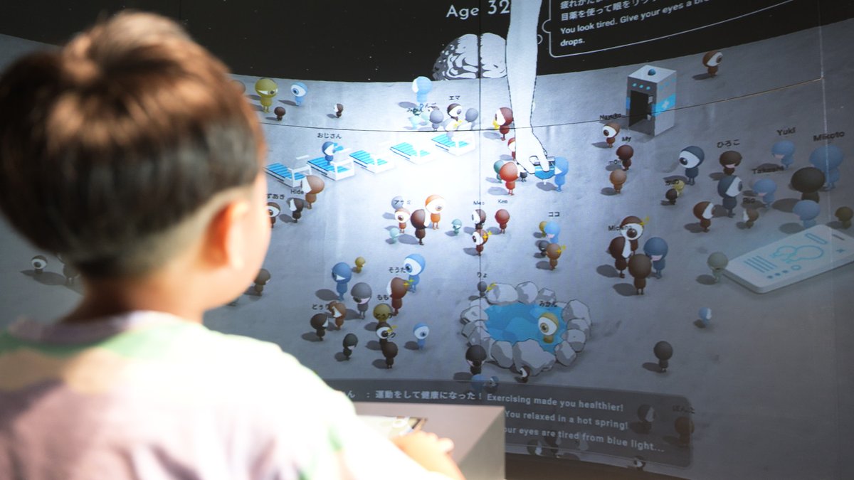 wow_tokyo's tweet photo. 東北大学は、大阪・関西万博にて眼の未来を考える体験型コンテンツ「Eye Contact –未来の診療所–」を出展。WOWはインタラクティブな未来型健診コンテンツ「iPlanet」を企画制作・システム開発しました。体験者の眼の状態から生成されるアバターを通じて、眼病のリスクやケア方法を提示する作品です👁️
https://t.co/VmtcUBXIOe

At Expo 2025 Osaka-Kansai, Tohoku University showcased "Eye Contact – The Clinic of the Future," an immersive installation exploring the future of eye care. WOW planned, produced, and developed the interactive health check-up experience "iPlanet." Using avatars generated from each participant’s eye condition, the exhibit highlighted potential risks of eye disease and offered practical care tips for everyday life👁️
https://t.co/8oEfGVmWbU