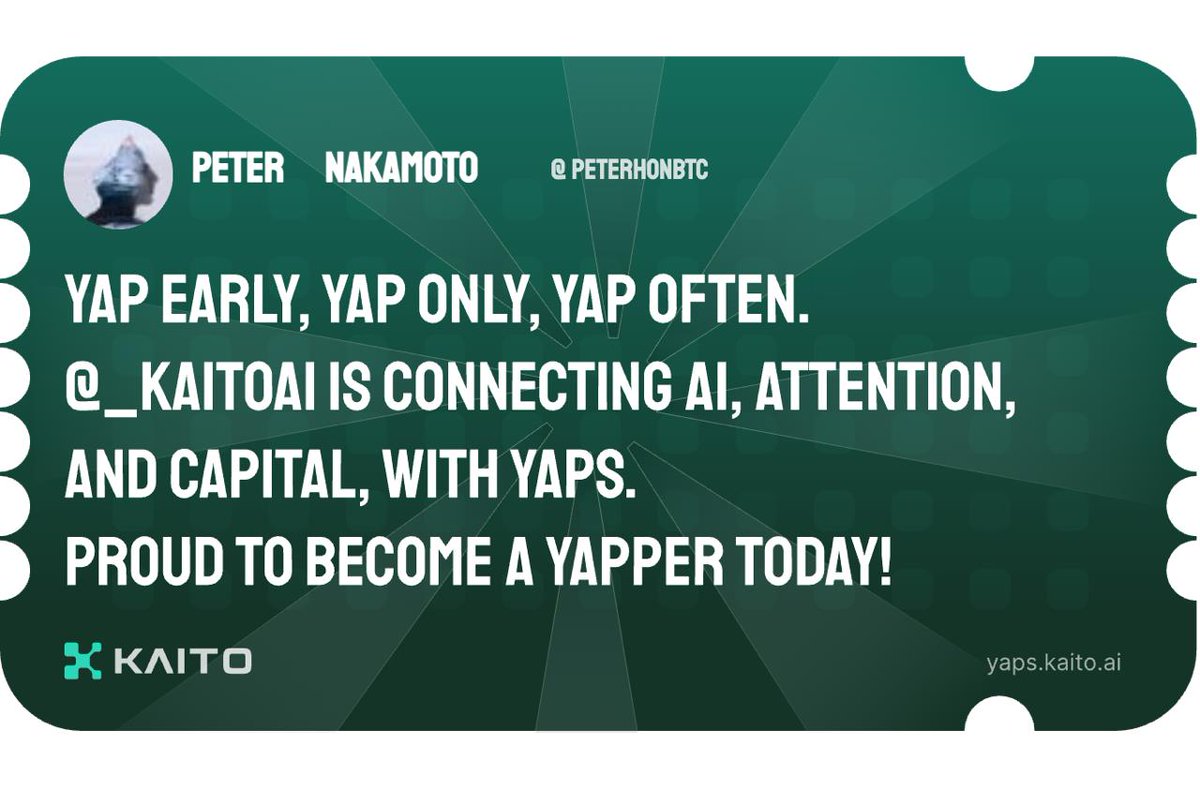 PeterHonBTC's tweet photo. Yap early, yap only, yap often.

@KaitoAI is connecting AI, attention and capital with Yaps.

Just claimed my social card and I'm accumulating Yap points in real-time.

Claim yours 👉 https://t.co/wK6e4hcyGB https://t.co/k26xj9kUol