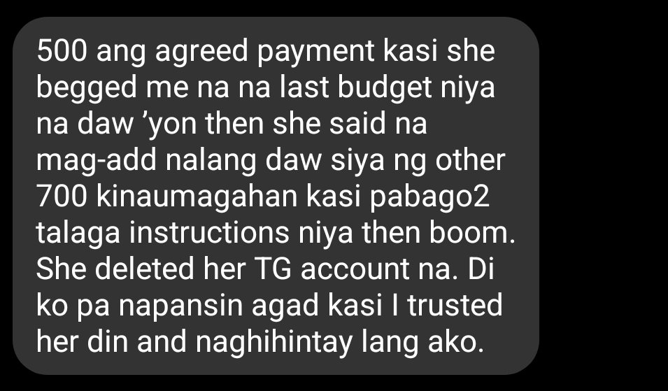 commscIient's tweet image. JUSKO ANG KAPAL NG MUKHA MO @commsbysza REALLY??? 500 FOR A SAME DAY DEADLINE NA CASE STUDY TAS YUNG PINAGAWA KO SAYO WAS ATLEAST 3 DAYS BEFORE DEADLINE YUN TAS 1,500 HININGI MO NAGPAPA DAGDAG KA PA NGA E
