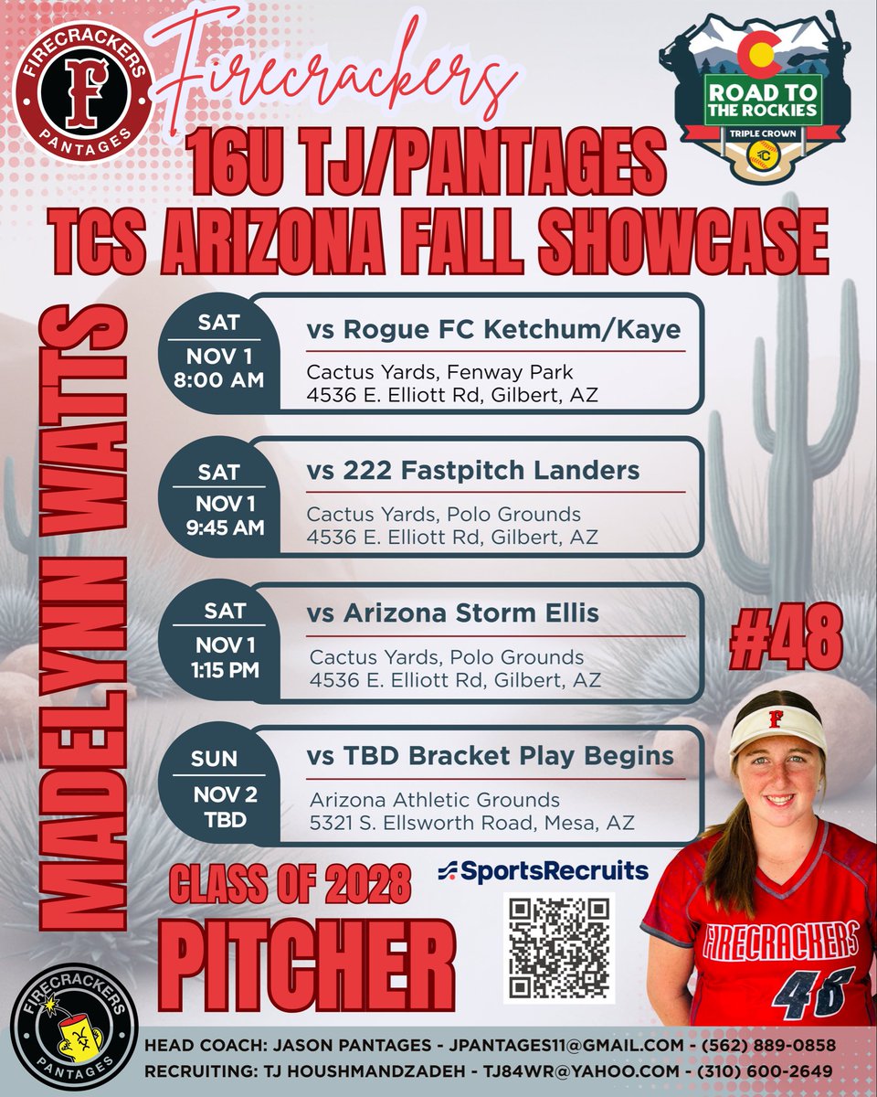 MadelynnWatts48's tweet photo. I’m excited to head to Arizona this weekend with my team. 🧨🥎🌵#2028Pitcher #TCSArizonaFallShowcase https://t.co/civPPV75yR