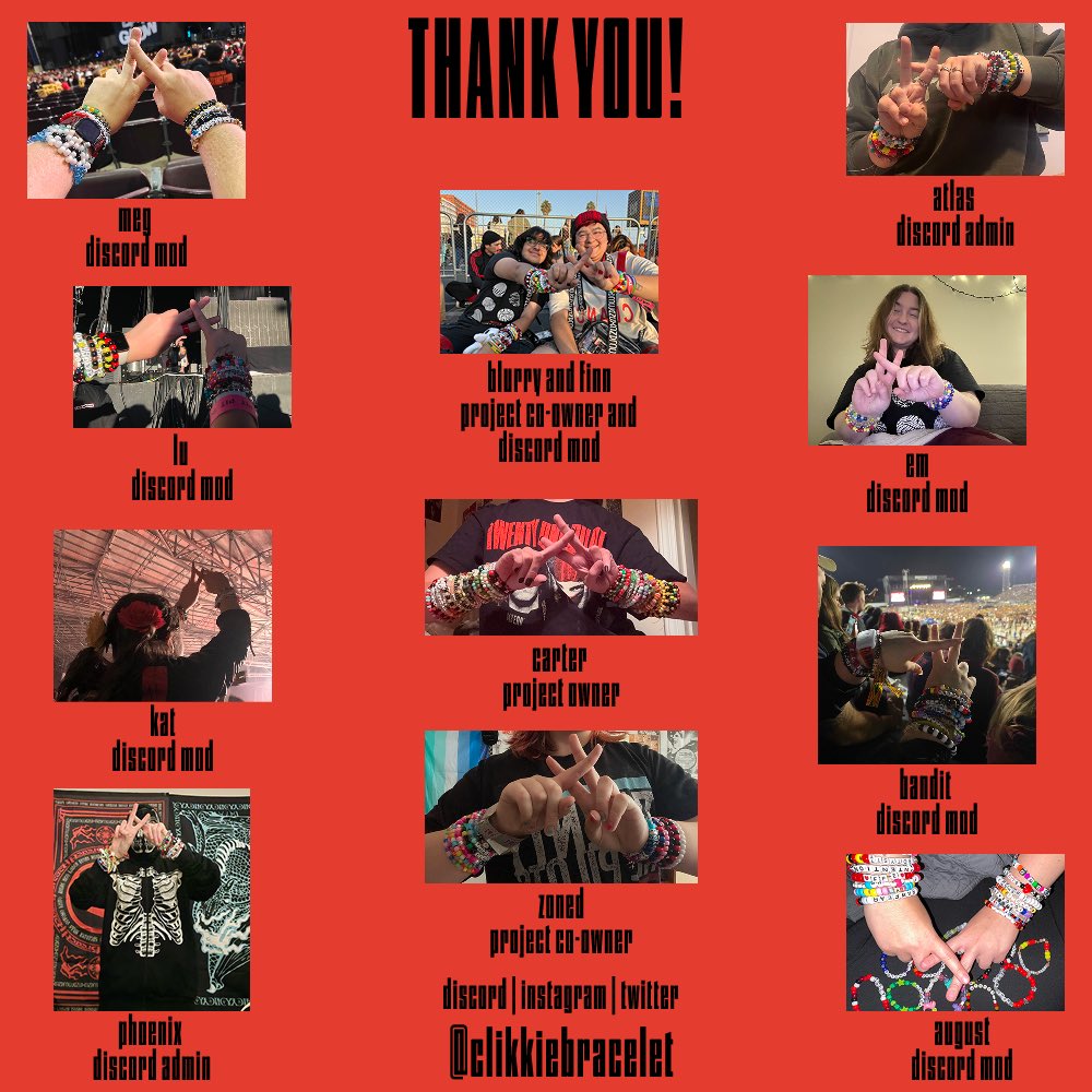 clikkiebracelet's tweet photo. as we enter a time of uncertainty regarding the band and touring, all of us here at clikkiebracelet wanted to genuinely say THANK YOU for showing up and giving this project all of your love like it has all of ours. this isn’t a goodbye, just a see you next time! :) https://t.co/kCV3dURkXr