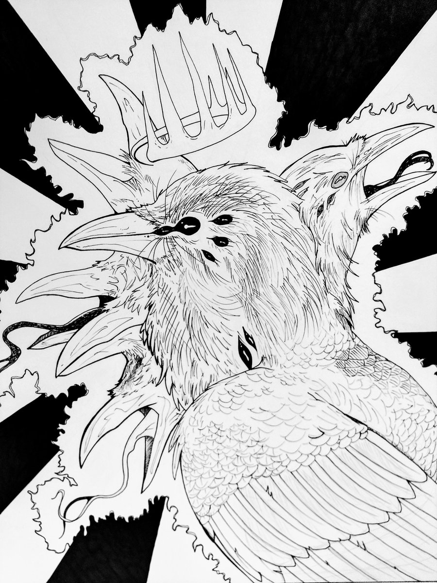 KingfishOPS's tweet photo. Inktober day 26 - Conspiracy
#inktober #art #myart #eldritch #horror #eldritchabomination #Ravens #strangecreature https://t.co/RMfC31WE8n