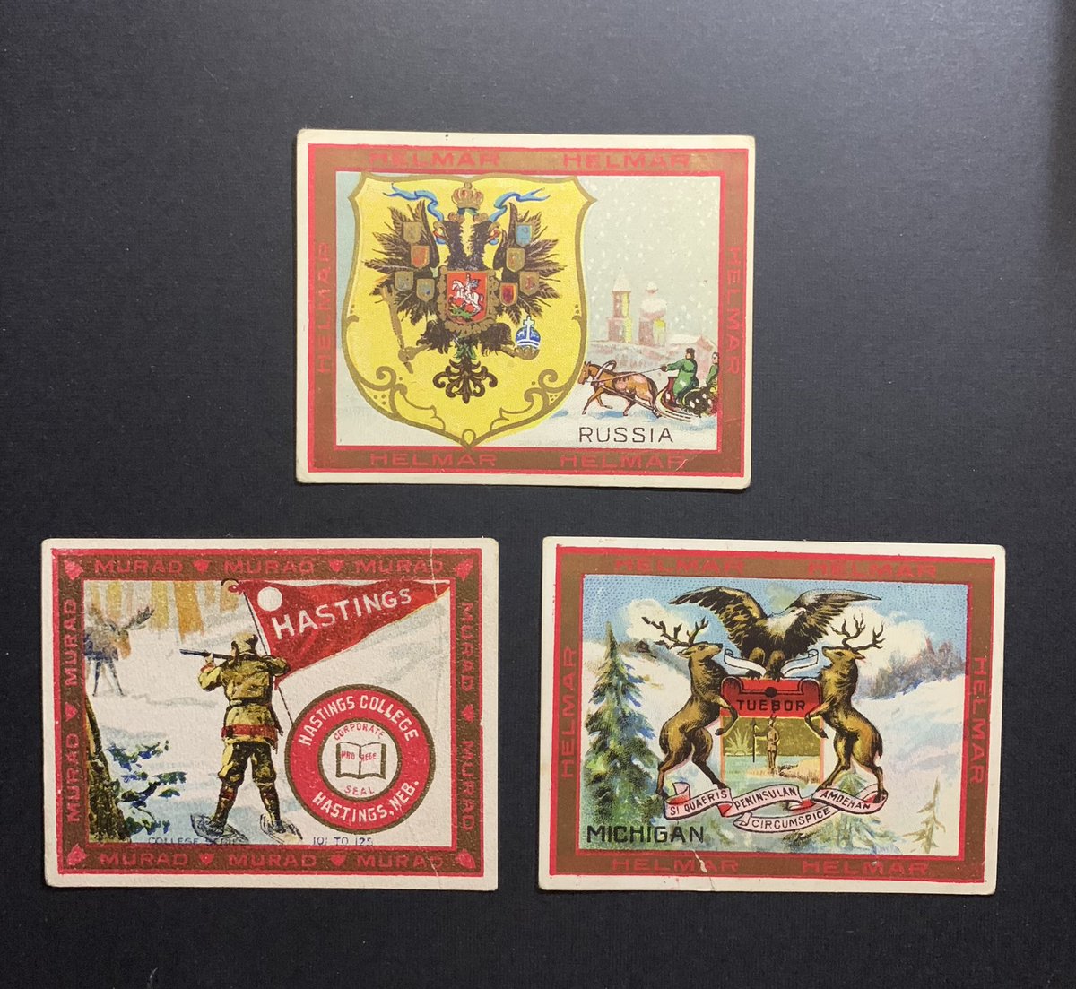 ArgyledPlaschke's tweet photo. •Russia (1910 T107 Helmar Cigarettes Seals of Countries)
•Hastings College (1910 T51 Murad College Series)
•Michigan (1910 T107 Helmar Cigarettes Seals of the United States)
$5 each
Shipping Starts @:
🇺🇸: $6
🇨🇦: $15
#WBC #CUTL #ZakStack14
October 2025 https://t.co/9C2UBZoVtu