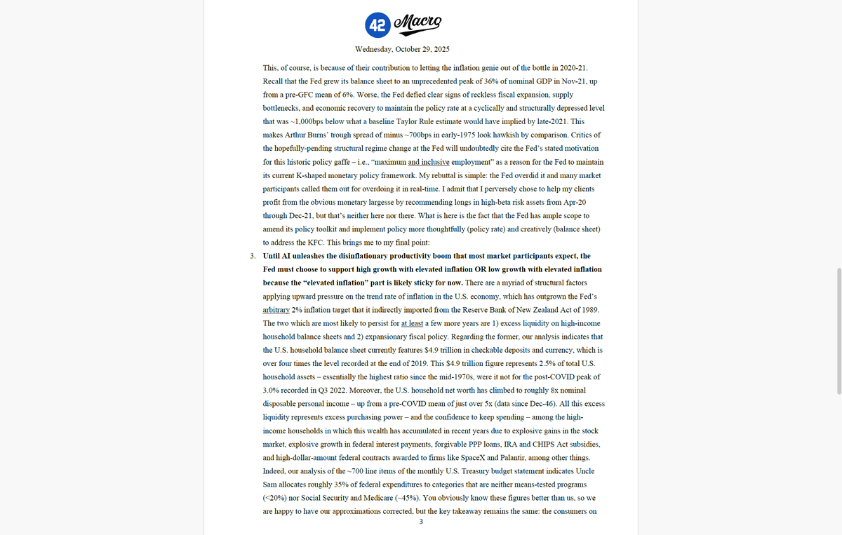 DariusDale42's tweet photo. I felt compelled to write another Fed OpEd after today's FOMC event. @SecScottBessent, I know you're the busiest man in America right now, so please review this whenever you find time in the coming weeks.

FWIW, my previous Fed OpEd below proved historically prescient. I pray this one is too for the sake of the low-to-median-income households, small businesses, and real economy sectors trapped on the bottom of the increasingly K-shaped U.S. economy. 💜