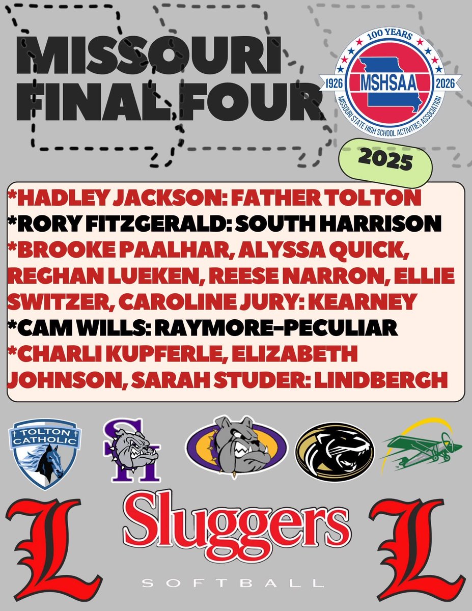 Good luck to the 12 Lady Sluggers playing in the Missouri Final Four this weekend!