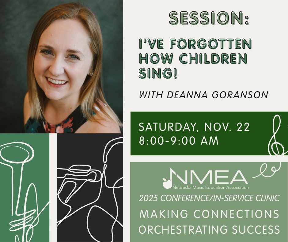 I've Forgotten How Children Sing!🚸
Deanna Goranson helps you reconnect with young singers’ voices and learn strategies for nurturing early vocal development in children.

Join us at the 2025 Conference/In-Service Clinic: nmeanebraska.org/2025-nmea-conf…