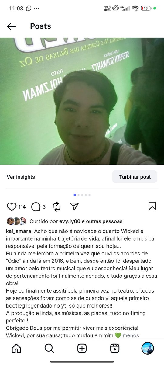 kai_amaral's tweet photo. Oiê! Eu sou o Kai, e eu adoraria ir na premiere de wicked, principalmente porque o universo de wicked sempre foi meu segunda lar, e um norte de para onde eu deveria ir! Meu coração pertence a essa história desde 2016 💚💖 #EuNaPremiereDeWicked 
@wickedmusicalbr @UniversalPicsBr https://t.co/iXeowcsogc