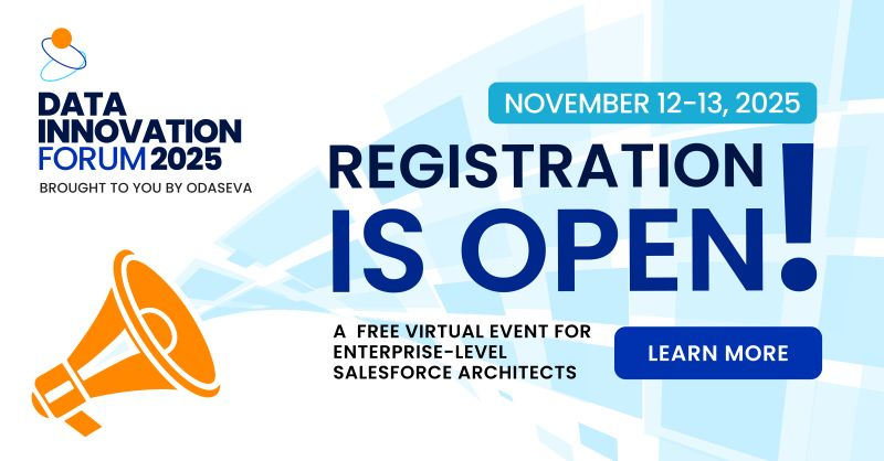 sharoneesl's tweet image. Join Salesforce data professionals from around the world to explore today’s biggest enterprise data challenges and the #Innovations shaping how architects solve them.
Save the date and register: lnkd.in/gt_3X6tp
#DataInnovationForum #Odaseva #DataSecurity #EnterpriseData