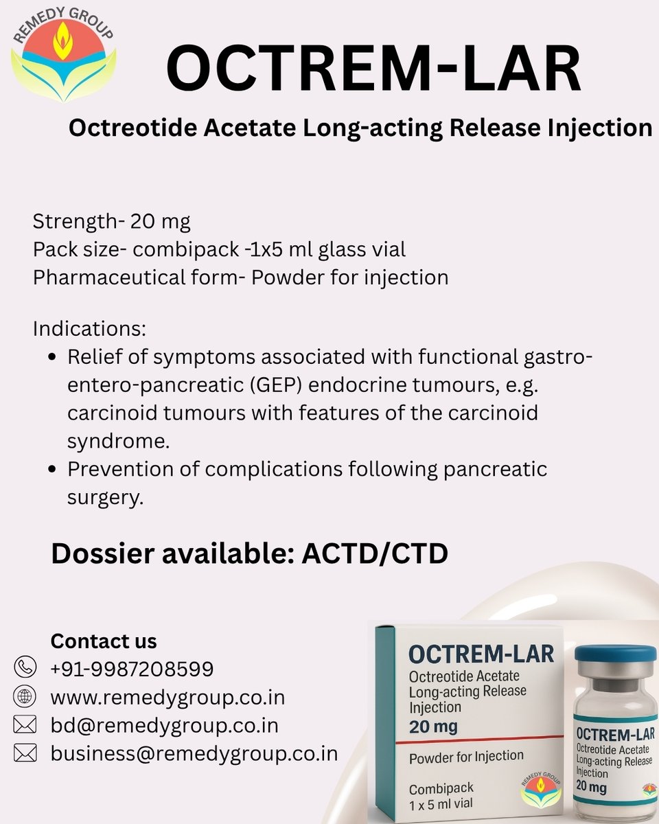 RBiologicals's tweet photo. Relief that lasts. Confidence that stays – Octrem LAR.
Because every moment matters – trust Octrem LAR for lasting relief
Relief that lasts. Confidence that stays – Octrem LAR.
Because every moment matters – trust Octrem LAR for lasting relief
#OctremLAR #GlobalHealth #Injection https://t.co/5ZjfmnnJr3