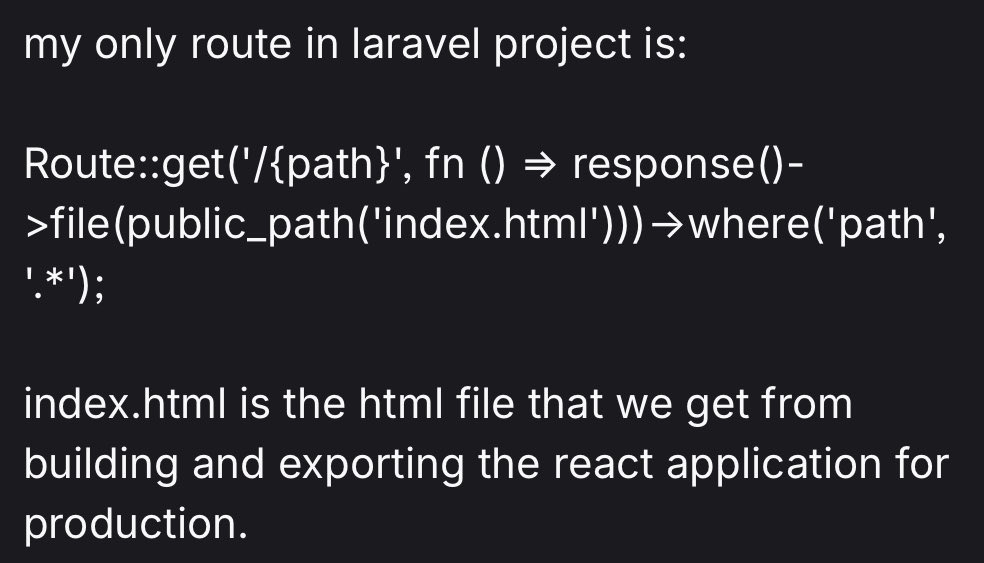 gjreasoner's tweet image. Was reminded of this trick on how to host a React SPA on Laravel Cloud today
This paired with strong cache headers and some api routes that aren’t cached — 🥇
It’s a good dev ux imo, try it some time.