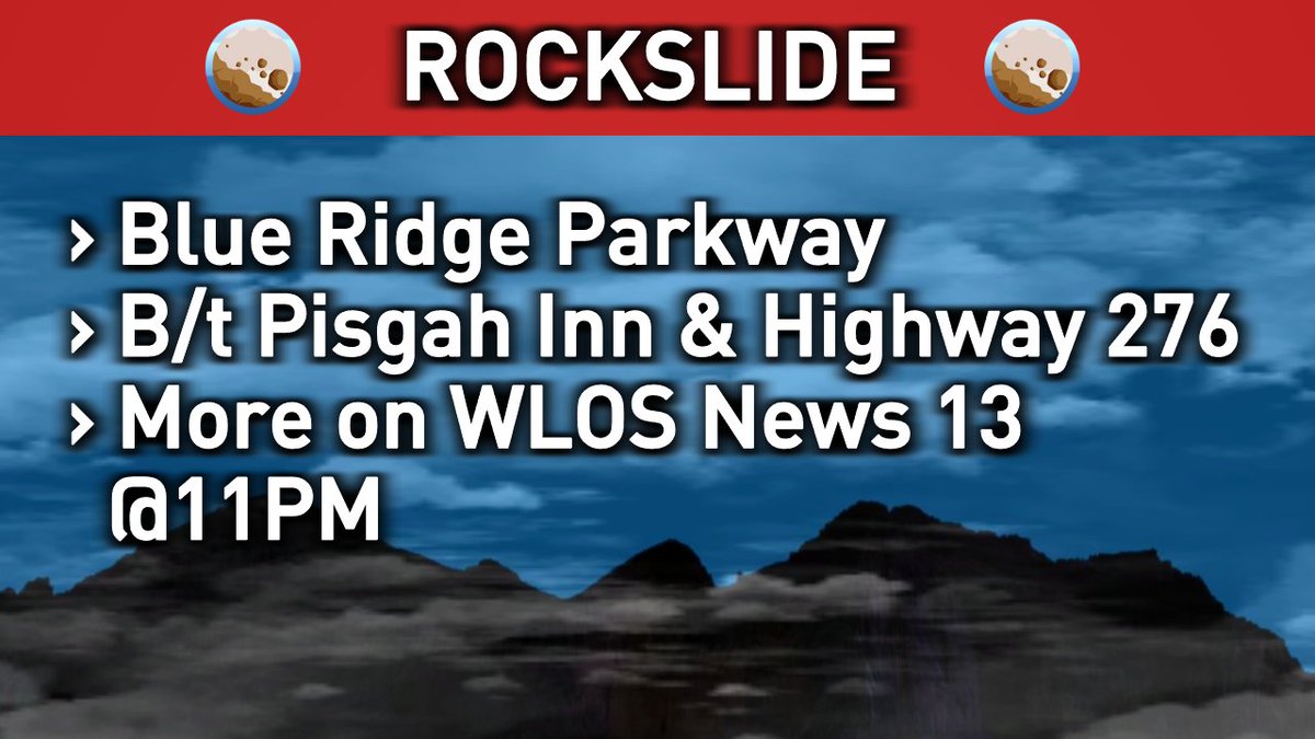 JasonBoyerWLOS's tweet image. A #rockslide occurred tonight on the #blueridgeparkway between the Pisgah Inn &amp;amp; Highway 276 near Frying Pan Mtn. tunnel. 
...
No injuries reported &amp;amp; no timetable on when it will be cleared. 
...
More on @WLOS_13 at 11PM.